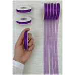 ZEYMERADE Organze Tül Kurdele Mor 1 cm 22 mt, Gelin, Bohça, Nişan, Çeyiz, Hediye, Paketleme, Süsleme, Nikah