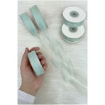ZEYMERADE Organze Tül Kurdele Su Yeşili 2 cm 22 mt, Bohça, Nişan, Çeyiz, Hediye, Paketleme, Süsleme, Nikah