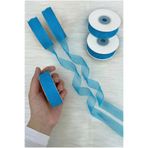 ZEYMERADE Organze Tül Kurdele Sünnet Mavi 2cm 22mt, Bohça, Nişan, Çeyiz, Hediye, Paketleme, Süsleme, Nikah