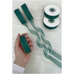 ZEYMERADE Organze Tül Kurdele Zümrüt Yeşili 2 cm 22 mt, Bohça, Nişan, Çeyiz, Hediye, Paketleme, Süsleme, Nikah