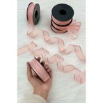 ZEYMERADE Pudra Şifon Kurdele 2,5 cm 20 mt, Gelin, Damat, Bohça, Nişan, Çeyiz, Özel Gün, Hediye, Düğün, Süsü