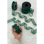ZEYMERADE Zümrüt Yeşili Şifon Kurdele 2,5 cm 20 mt, Gelin, Damat, Bohça, Nişan, Çeyiz, Özel Gün, Hediye, Düğün