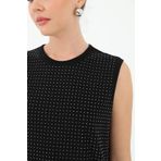 Zeynep Butik Puane Ön Kısım Taş Detaylı Bisiklet Yaka Sıfır Kol İçlik Bluz 10525 1669