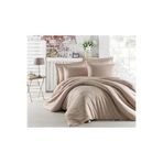 Zeynep Home The Quaris %100 Pamuk Çizgili Saten Nevresim Takımı Çift Kişilik Cappuccino – Premium Yumuşak Doku