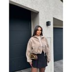 Zeynep Öykü Style Kadın Kaşe Bomber Ceket - Bej