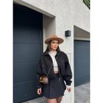 Zeynep Öykü Style Kadın Kaşe Bomber Ceket - Siyah