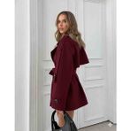 Zeynep Öykü Style Kadın Pelerinli Rüzgarlık Detaylı Kuşaklı Kısa Kaşe Kaban - 476-Bordo