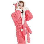 Zeynep Tekstil Bunny Kapşonlu Unisex Wellsoft Çocuk Peluş Sabahlık | Bornoz Pembe-4-5