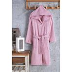 Zeynep Tekstil Pamuklu Kapşonlu Genç Bornoz Unisex Garson Boy Bornoz Pembe