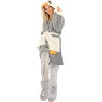 Zeynep Tekstil Penguen Nakışlı Kapşonlu Wellsoft Peluş Bornoz S/M - S - M - Renkli