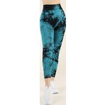 Zeynos Giyim Dikişsiz Push-up Toparlayıcı Batik Desen Spor Tayt Mavi M-L