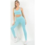 Zeynos Giyim Spor Seamless Bralet Tayt Takımı Turkuaz M-L