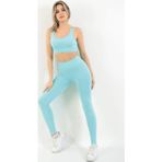 Zeynos Giyim Spor Seamless Bralet Tayt Takımı Turkuaz S-M