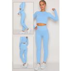 Zeynos Giyim Spor Seamless Tayt Takım Bebe Mavisi S-M