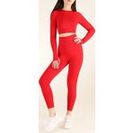 Zeynos Giyim Spor Seamless Tayt Takım Kırmızı S-M