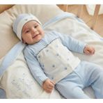Zeynuko Erkek Bebek Ayıcık Nakışlı %100 Pamuk 0-3 Ay 10'lu Yenidoğan Hastane Çıkışı Zıbın Seti Kutulu - 0 - 3 Ay - 01-Mavi