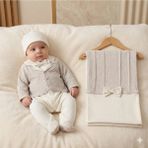 Zeynuko Erkek Bebek Gofreli Battaniye Tulum 3'lü Yenidoğan Hastane Çıkışı Tulum Seti - 0 - 3 Ay - 143 - Bej