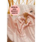 ZEYPBA % 100 Pamuk 4 Katlı Müslin Örtü Pudra 110x110 cm (Bebek & Çocuk İçin) Püsküllü
