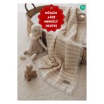 ZEYPBA 4 Katlı Müslin Örtü Açık Bej Çizgili 110x110 cm (Bebek & Çocuk İçin) % 100 Pamuk
