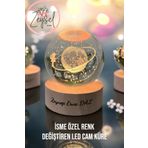 Zeysel store İsme Özel Satürnlü Kız Cam Küre Led Işıklı Renk Değiştiren Kişiye Özel Hediyelik Kristal Top Usb'li