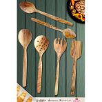 Zeytin Ağacı Ahşap Tahta Kaşık Çatal Kevgir Spatula Seti ( Zeytin Ağacı) Ağaç Kaşık 6 Lı Set