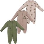 Zeytin Patikli Üçlü Tulum Set Zeytin Yeşili - 0 - 3 Ay