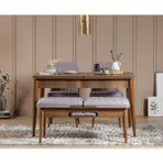 ZEYTUNHOME Palermo Benchli Mutfak Masa Takımı - Modern Ahşap Tasarım, Kolay Montajlı, Sağlam ve Şık Mutfak & Salon Masası, Açılır Yemek Masası (CEVİZ SOHO GRİ)