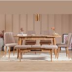 ZEYTUNHOME Roma Large Mutfak Masa Takımı - Modern Ahşap Tasarım, Kolay Montajlı, Sağlam ve Şık Mutfak & Salon Masası, Açılır (ATLANTİK TAŞ)