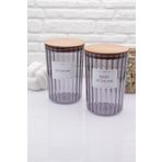 zezedesing Ahşap Kapaklı Füme Oval Çizgili Deterjan & Bebek Deterjanı Kavanozu 2200ml