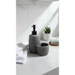 zezedesing Polyresin Sıvı Sabunluk & Süngerlik Seti - Modern Çizgili Tasarım Mutfak Banyo Organizer 19x15CM GRİ