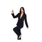 ZF BOUTIQUE Bağlamalı Sahte Cepli Kemerli Şal Yaka Blazer Ceket Boru Paça Esnek Pantolon Takım Elbise siyah 40