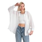 ZF BOUTIQUE Düşük Omuz Oversize Gömlek Beyaz 36-40