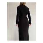 ZF BOUTIQUE Kadın Siyah Hırka Crop Etek Üçlü Triko Takım Siyah S/M