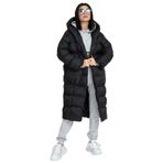 ZF BOUTIQUE Kadın Siyah Uzun Oversize Şişme Mont Siyah Standart