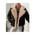 ZF BOUTIQUE Siyah Kapitone Kıvırcıklı (Peluşlu) Mont Siyah şişme, Camel peluş(kıvırcık) 36