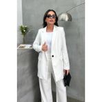 Zf Butik Kadın Blazer Ceket Beyaz Rahat Kalıp Tek Düğmeli Astarlı - 38