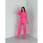 Zf Butik Kadın Blazer Ceket Pantolon Takım Elbise Pembe Şal Yaka Boru Paça - 36