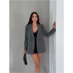 Zf Butik Kadın Blazer Ceket Polyester Pamuk Karışımı Şık Tasarım ile Tüm Sezonlar İçin - Antrasit