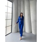 Zf Butik Kadın Cıt Cıt Detaylı Ceket Pantolon Takım Elbise Sax