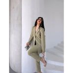 Zf Butik Kadın Haki Dokuma Takım Elbise Ceket Pantolon - 40