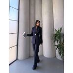 Zf Butik Kadın Koyu Lacivert Tek Düğmeli Blazer Ceket Pantolon Takım - 42