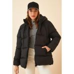 Zf Butik Kadın Siyah Kapüşonlu Oversize Şişme Mont - 42