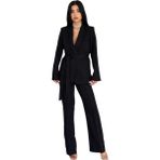 Zf Butik Kadın Takım Elbise Siyah Kemerli Şal Yaka Blazer Ceket Boru Paça Pantolon - 38