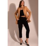 Zf Butik Kruvaze Yaka Blazer Ceket Bisküvi Uzun Kollu Dokuma - 38