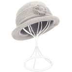 ZffXH Kış sonbahar yün örgü modaya uygun Cloche şapka 1920 Vintage keçe bere şapka kilise kova elbise kadınlar kadınlar için yaşlılar için, Açık gri, L