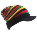 ZffXH Rasta Kafatası Şapkası, 1 Adet Rastafarian Yün Örgü Rasta Şapkası Reggae Çok Renkli Çizgili Slinky Vizör Bere Sarkık Baggie Şapka, gökkuşağı, L