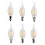 ZFQ 6'lı Paket LED Filaman E14 C35 Avize için İpli Lamba, E14 Filamentli Retrofit Classic, LED Ampul, 4 W 400 Lümen, 40 W Akkor Ampul Yerine Geçer, Sıcak Beyaz 2700 K