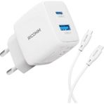 Zg Store 25W Gan Usb-C + Usb-A Şarj Aleti Pps Pd, Ipad,, Uyumlu Hızlı Şarj Cihazı + 2 Metre Type-C 60W Şarj Kablosu - 00-Siyah - Beyaz