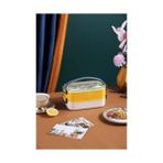 Zg Store Çift Katmanlı Paslanmaz Çelik Beslenme KABI-1400 ml (Çatallı Kaşık) Beslenme Kutusu (Sarı) - 0,5 x 7 cm