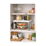 Zg Store Dolap ve Mutfak Tezgahı Için Raf Düzenleyici, Buzdolabı Uyumlu Yükseltici Organizer, Metal Ayaklı Ek Raf, Çok Amaçlı Raf Düzenleyici Stand, Dolap, Tezgah ve Buzdolabı Için Uygun